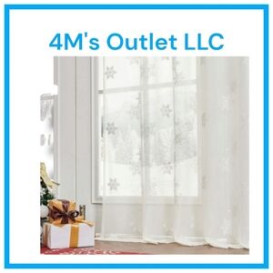 Christmas Curtains White Snowflake Embroidered Sheer Curtains 72 Inches Long